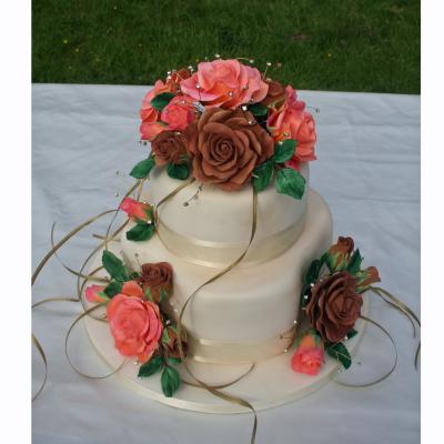 Two Tier Gold Lustred Wedding Cake