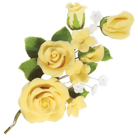 Lemon Roses and Forget-me-not spray