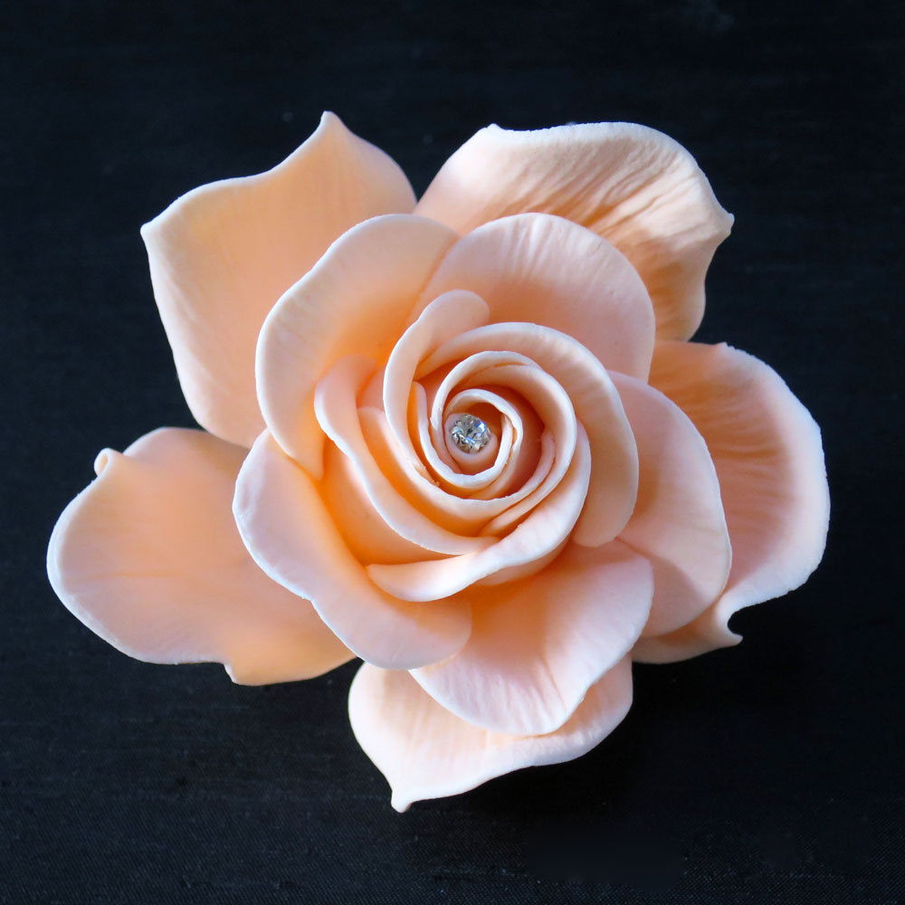 Giant Peach Diamante Sugar Rose