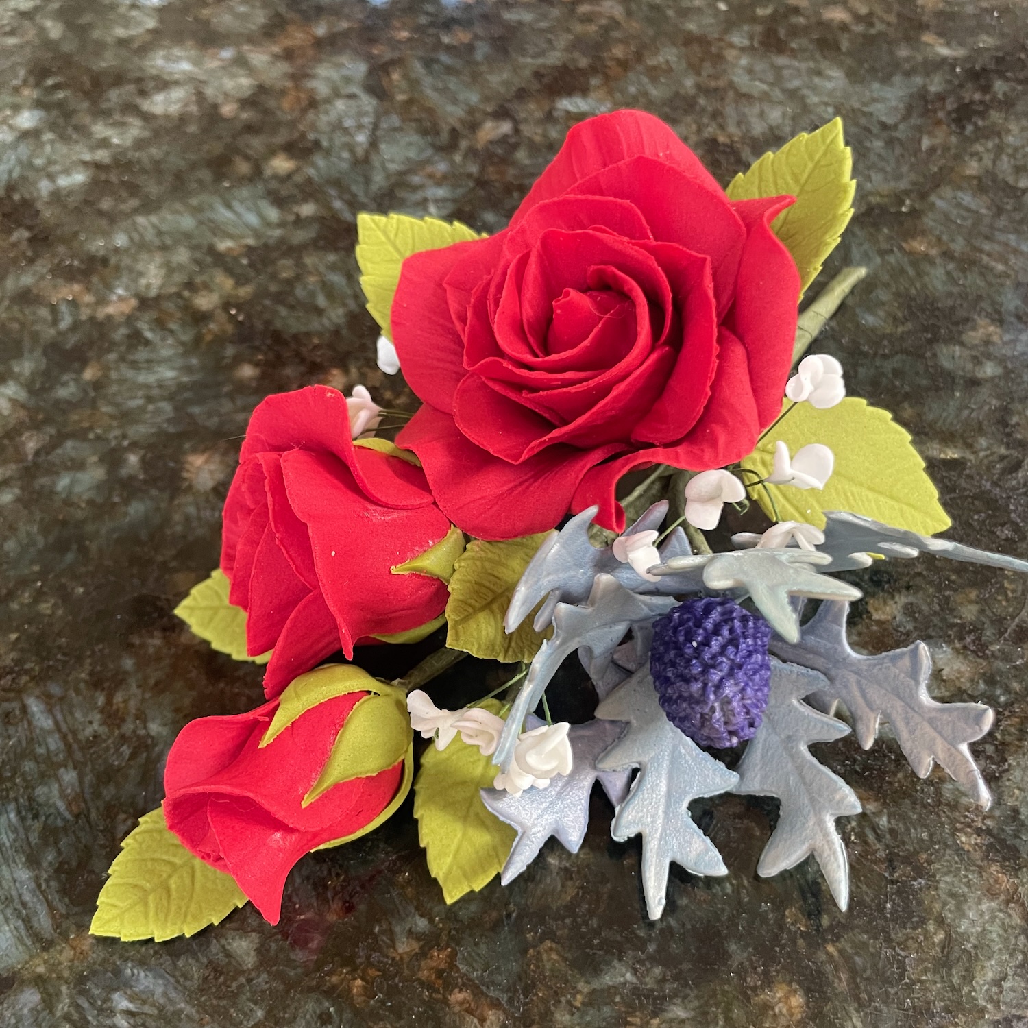 Scottish Thistle and Red Roses Cake Decoration
