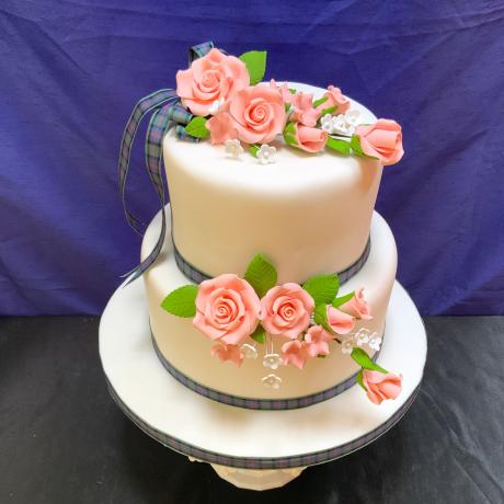 Scottish Romance Wedding Cake with Flower of Scotland ribbon