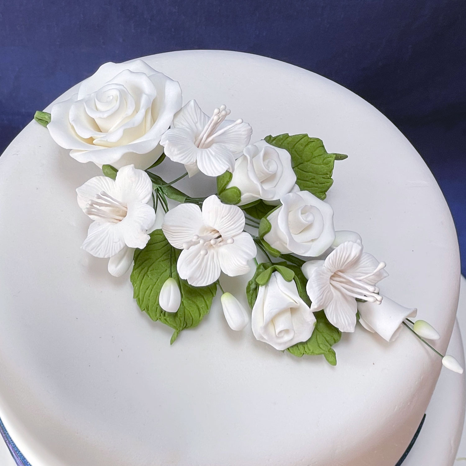 Large Bridal Ivory Rose and Dogwood Spray