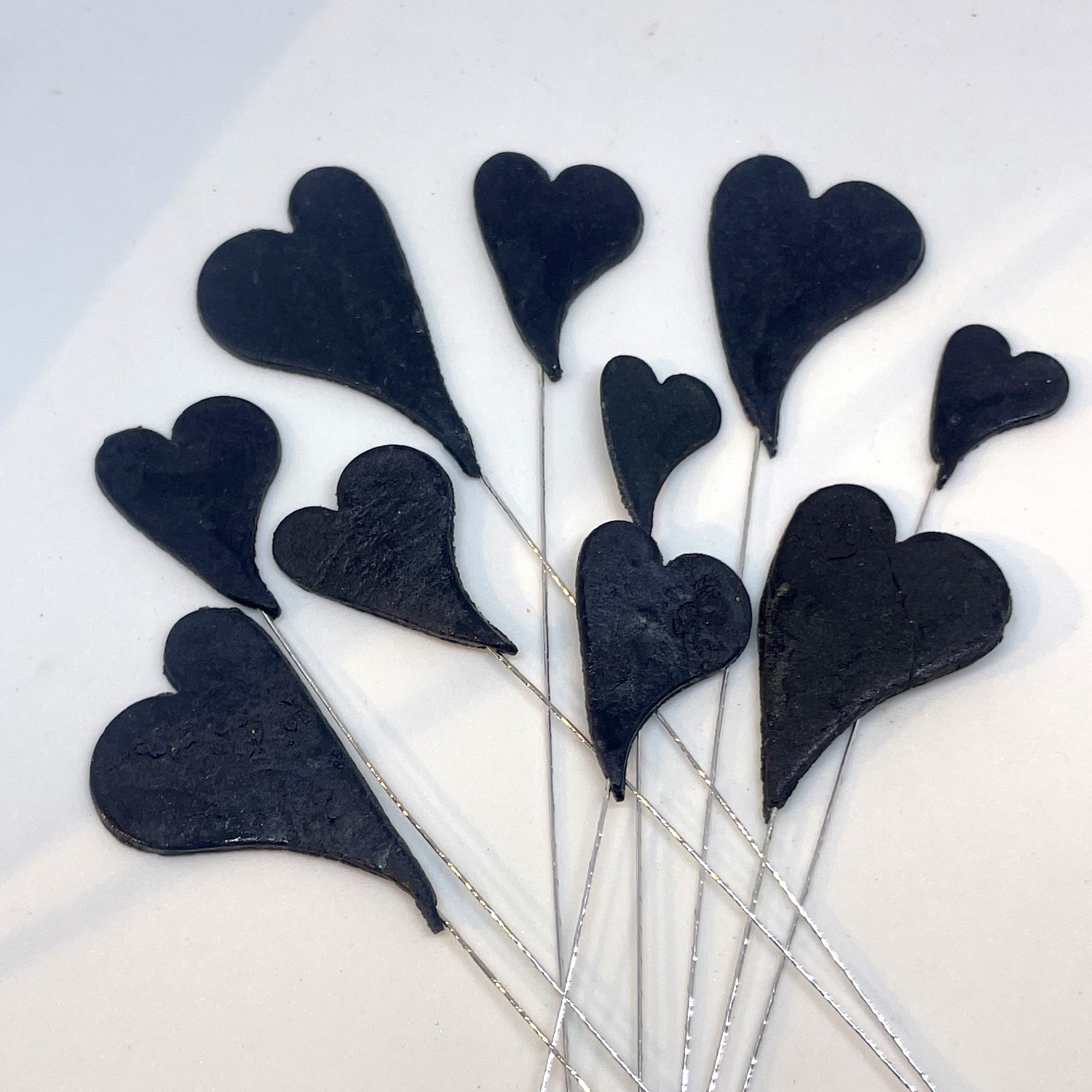 Black Wavy Hearts on Wires
