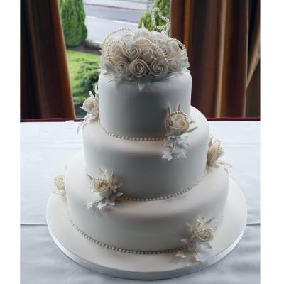 Cake Decorated with Sugar Roses and Pearls