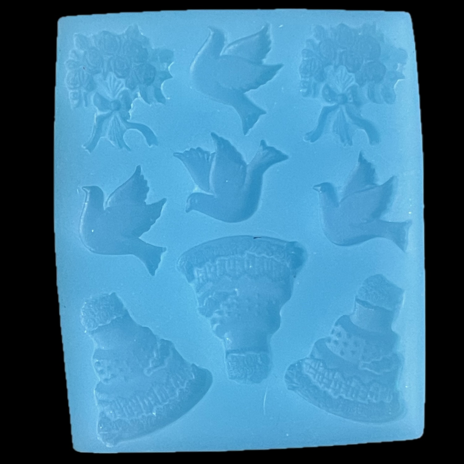 Wedding Cake, Dove and Bouquet Mould