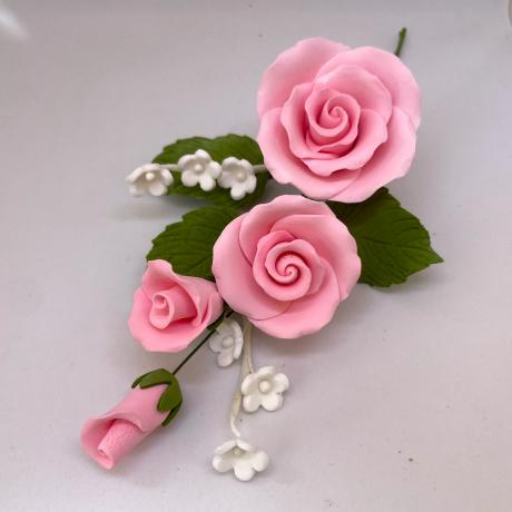 Pink Sugar Rose and forget-me-Not Spray
