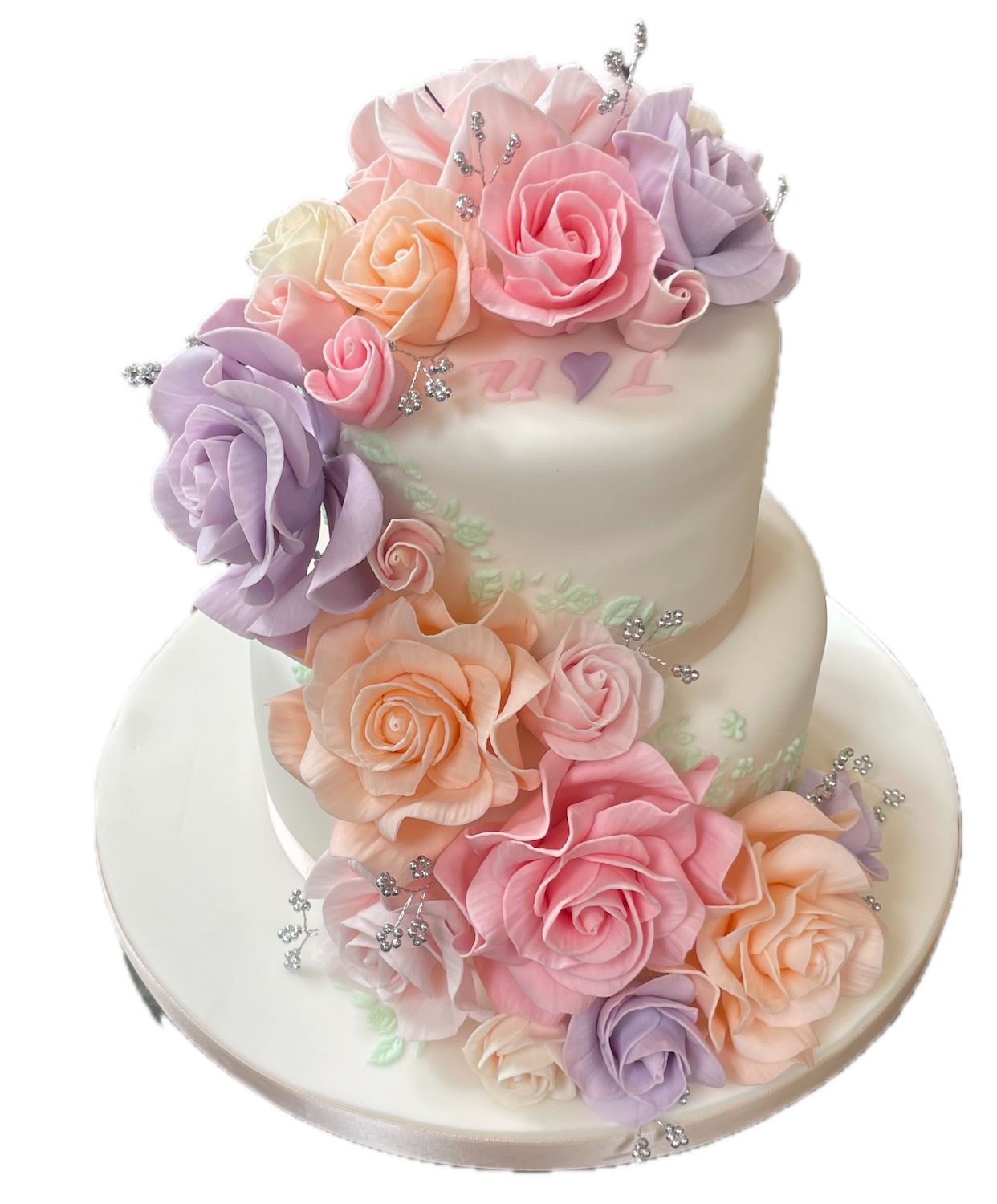 Summer Roses Wedding Cake