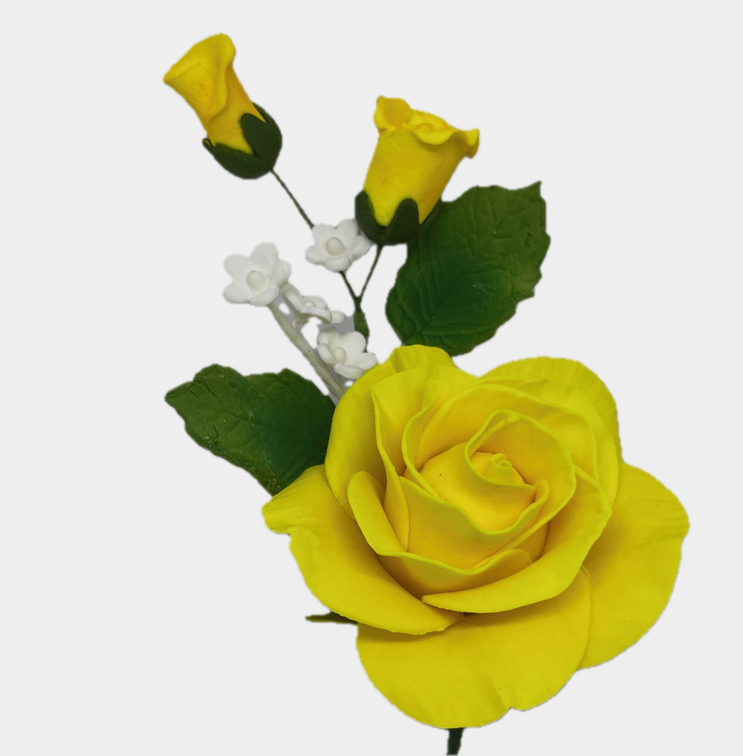 Lemon Open Rose and Forget-Me-Not Spray