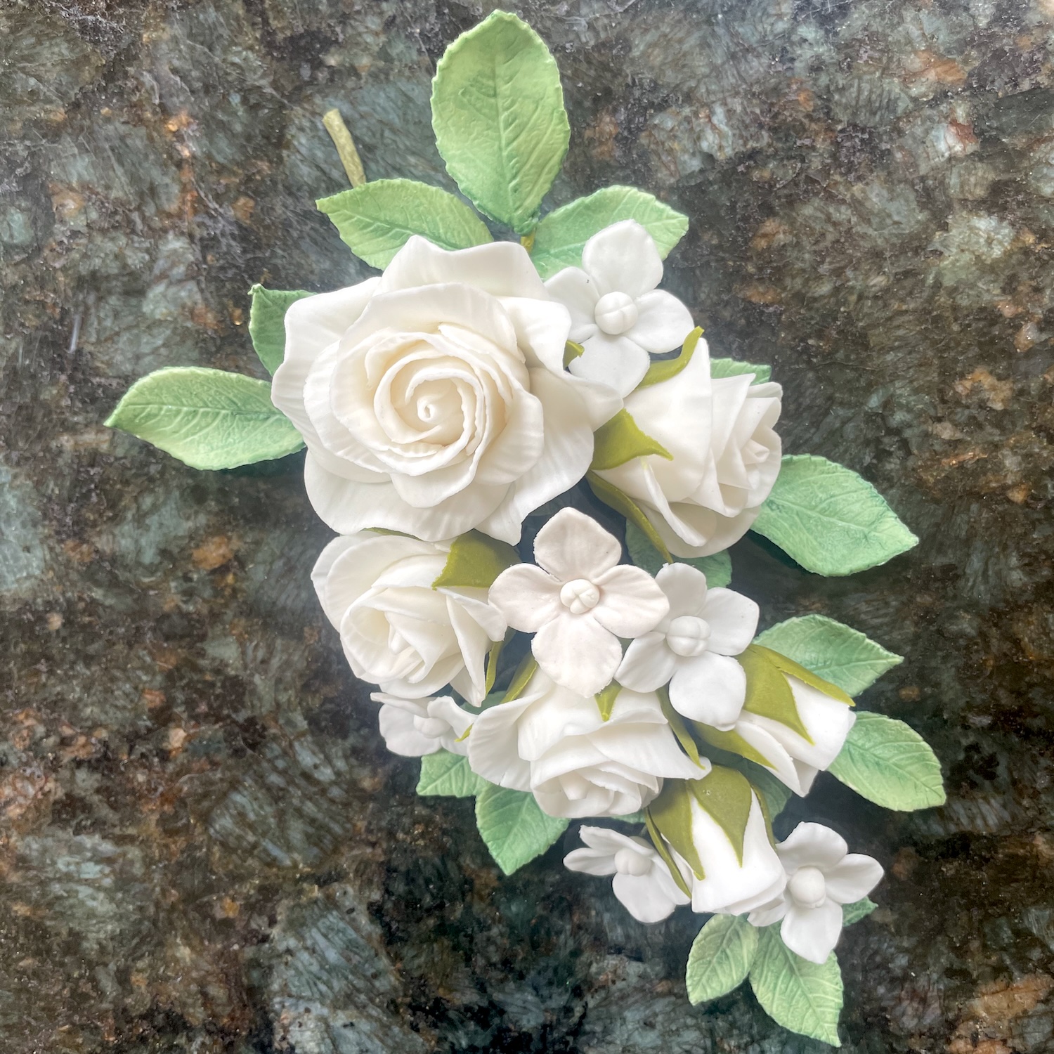 Large White Sugar Rose Spray