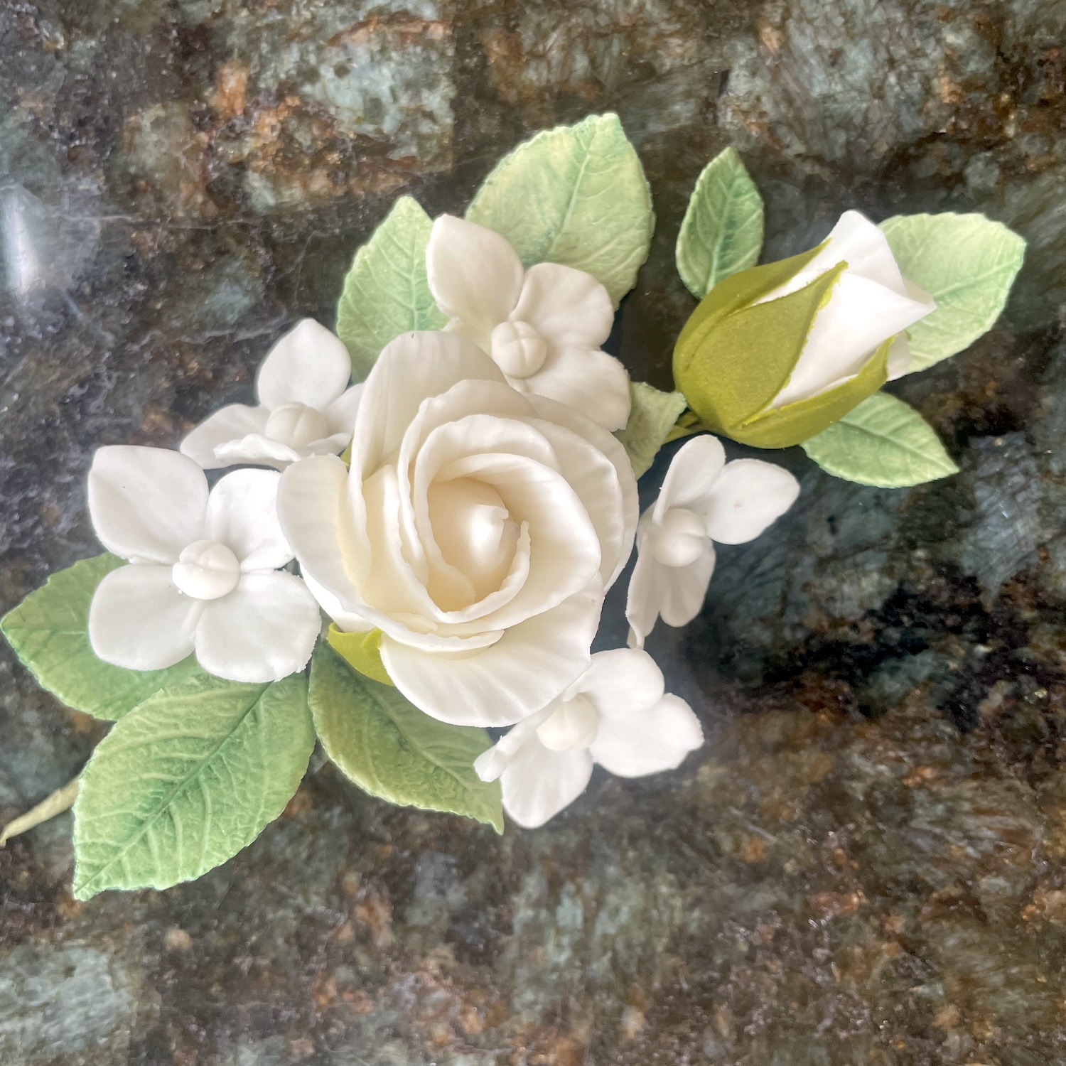 Small White Sugar Rose Spray