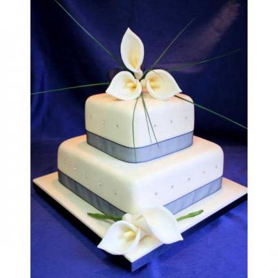 Square Tiered Wedding Cake with Diamante Detail