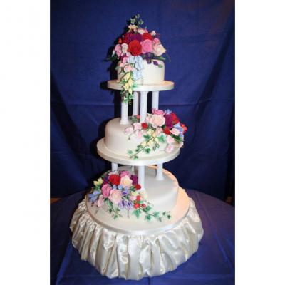 Three Tier Pillared Wedding Cake