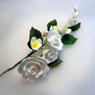 Large Ivory and Apple Blossom Spray