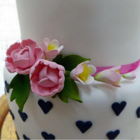 Pink Peony Rose and Apple Blossom Spray
