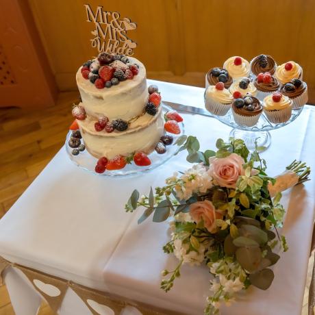 Semi-naked Wedding Cake with fresh berries.