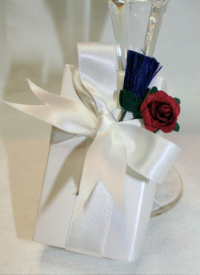 Thistle & Rose Wedding Favour with Bridal White Ribbon Trim