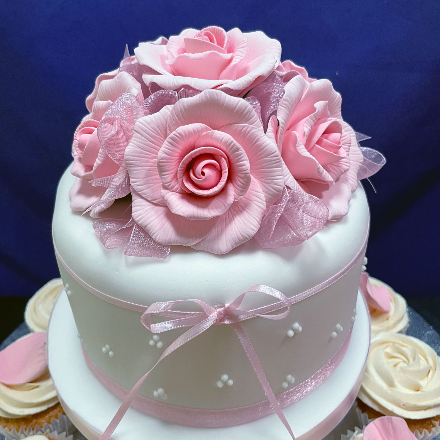 Baby Pink Peace Rose Wedding Cake