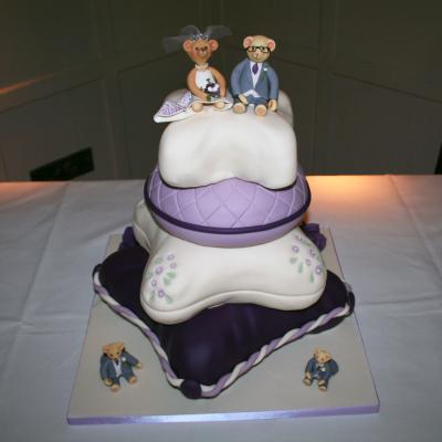 Purple Themed Bears Wedding Cake