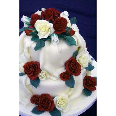 Sugarcraft Roses in Velvet Red and Ivory
