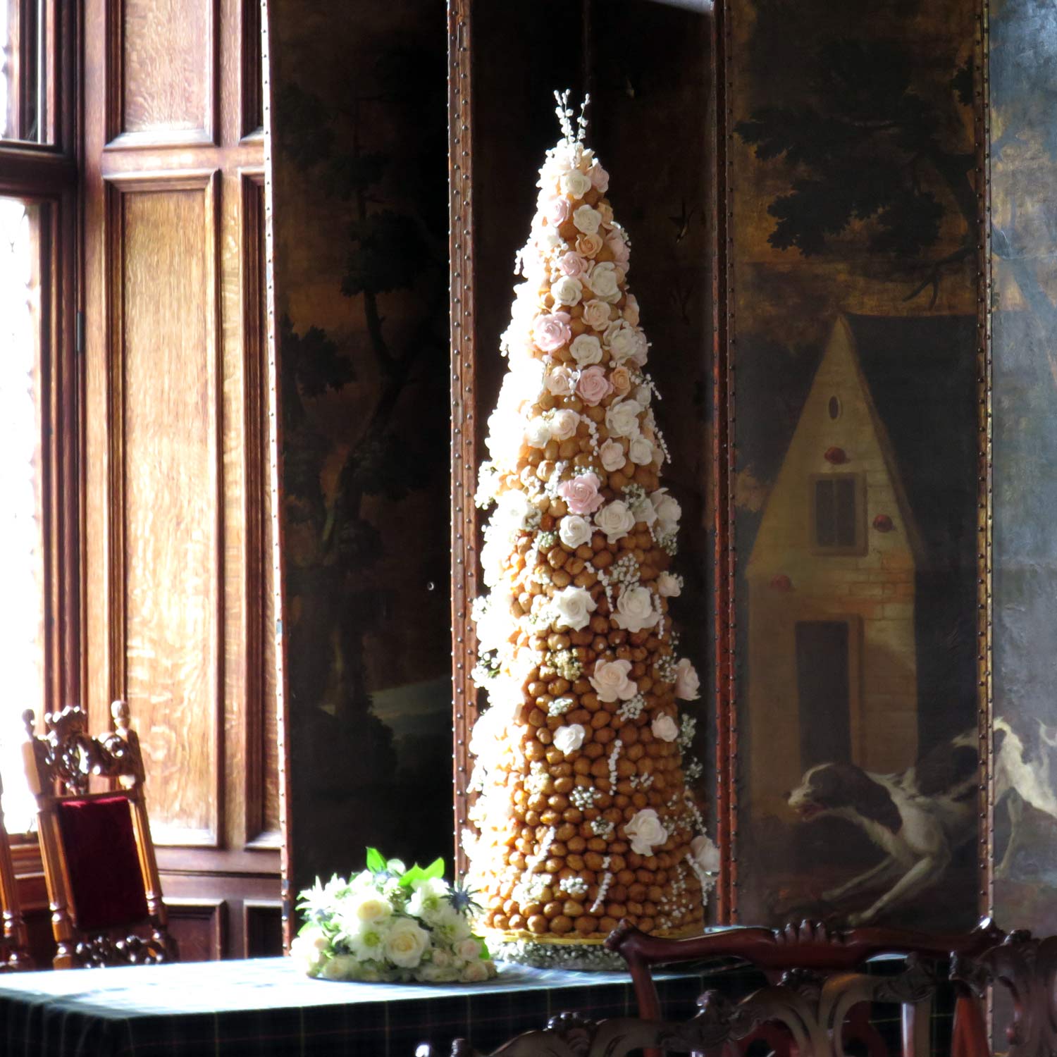 Croquembouche Decorated with Handcrafted Sugar Flowers