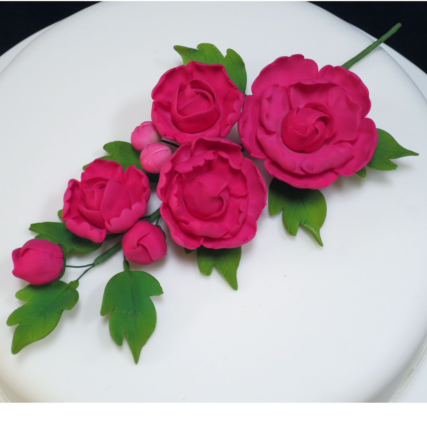 Cerise Pink Medium Peony Rose Spray