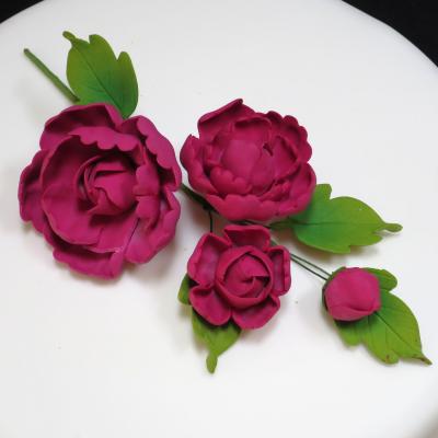 Burgundy Peony Rose Spray