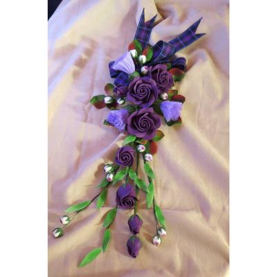 Handcrafted Thistle and Rose Spray