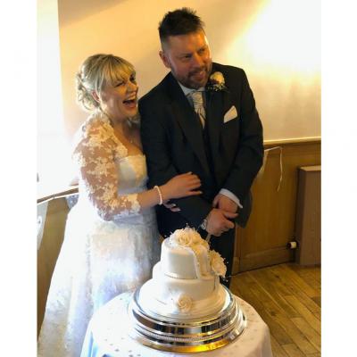 Small Diamante Drape Wedding Cake