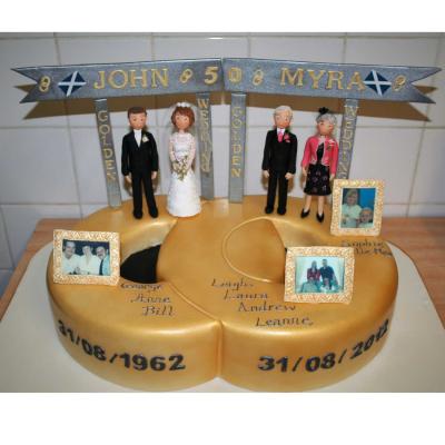 Bespoke Golden Wedding Anniversary Cake.