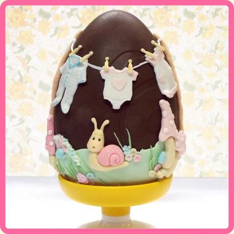Easter egg made using the Baby's Washing line Mouild.