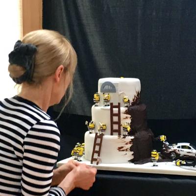 Finishing the Minions Cake