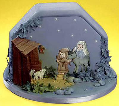 Cake Decorated with Mary and Joseph Characters