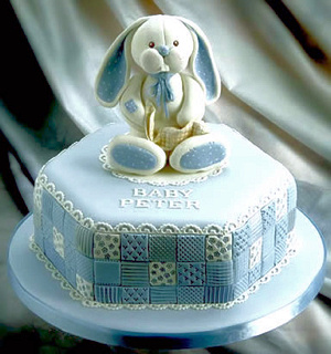 Patchwork Squares decorating a Christening Cake