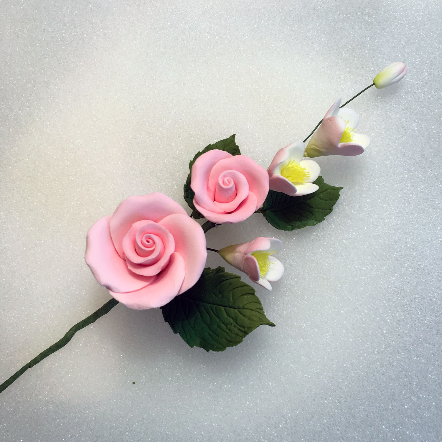 Pink Rose and Apple Blossom Spray