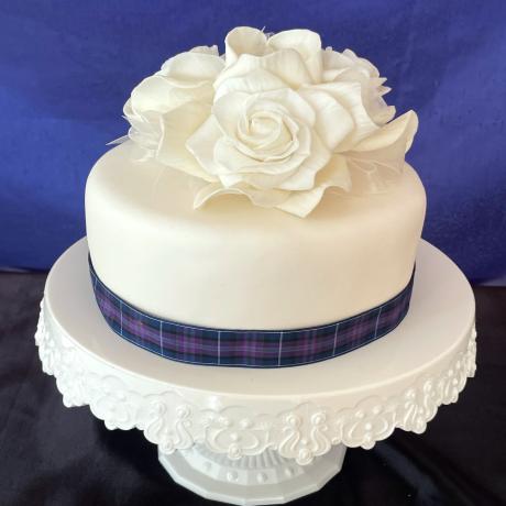 Bridal White Sugar Rose Cake Topper