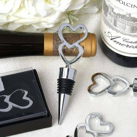 Silver Double Heart Wine Bottle Stopper