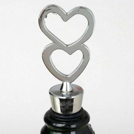 Silver Double Heart Wine Bottle Stopper