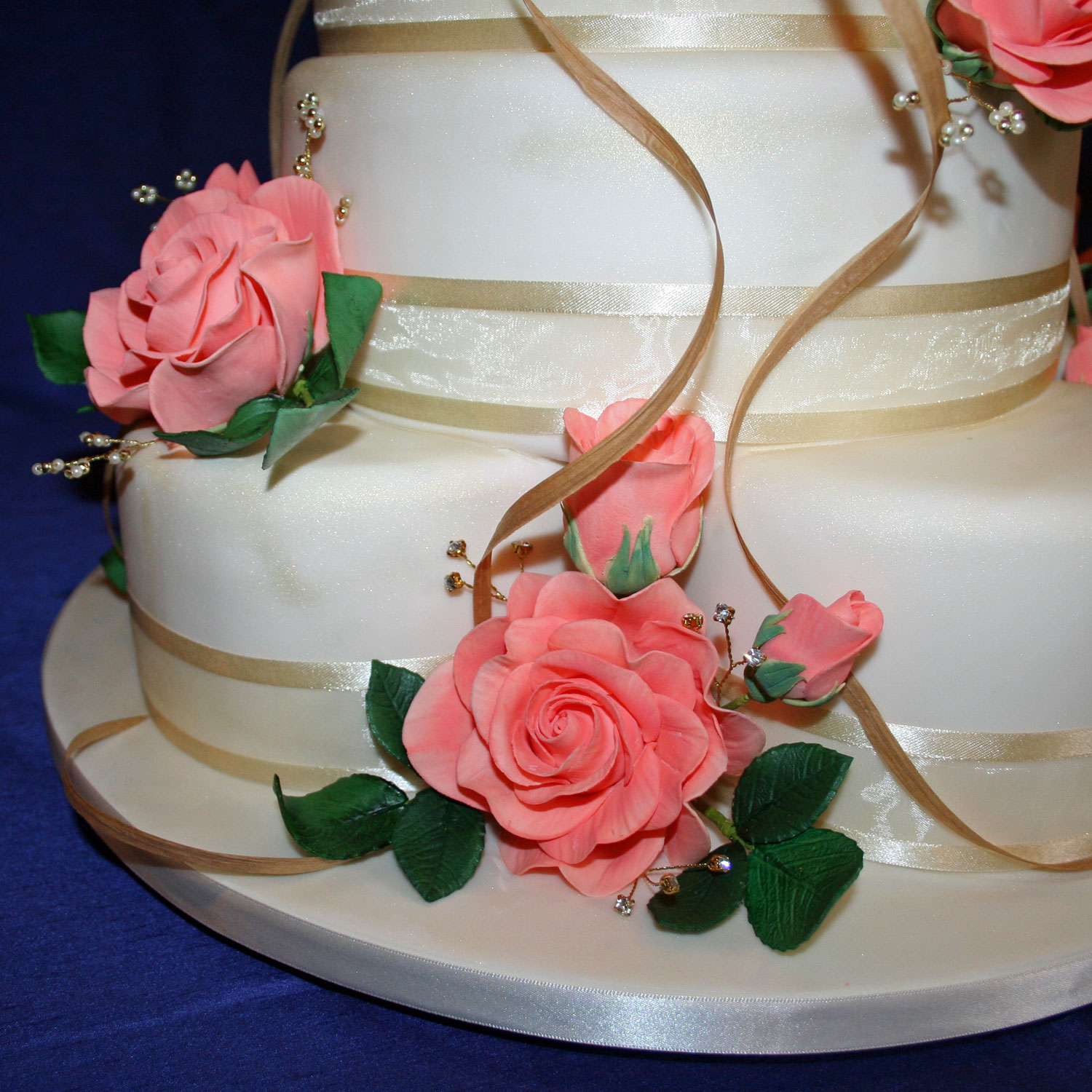 Salmon Pink Sugar Roses from 4 Tier Tatiana Cake Design