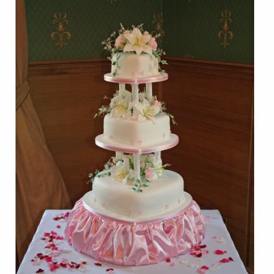 Pillared Heart Shaped Wedding Cake